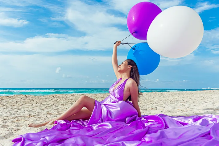 flying dress photoshoot cancun mexico