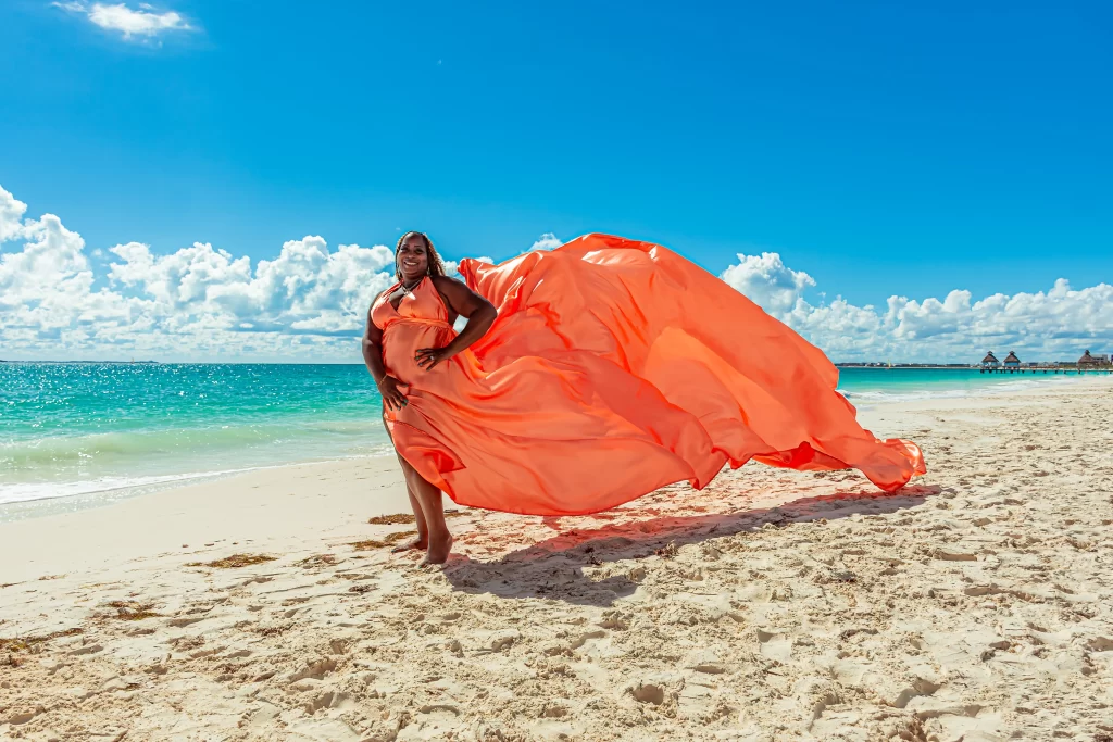 flying dress photoshoot cancun mexico